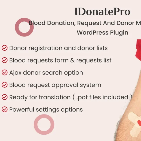 IDonatePro – Blood Donation Management Plugin