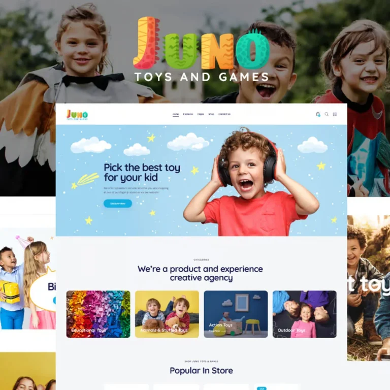 Juno is a cute beautiful & attractive Kids Toys Store WordPress Theme